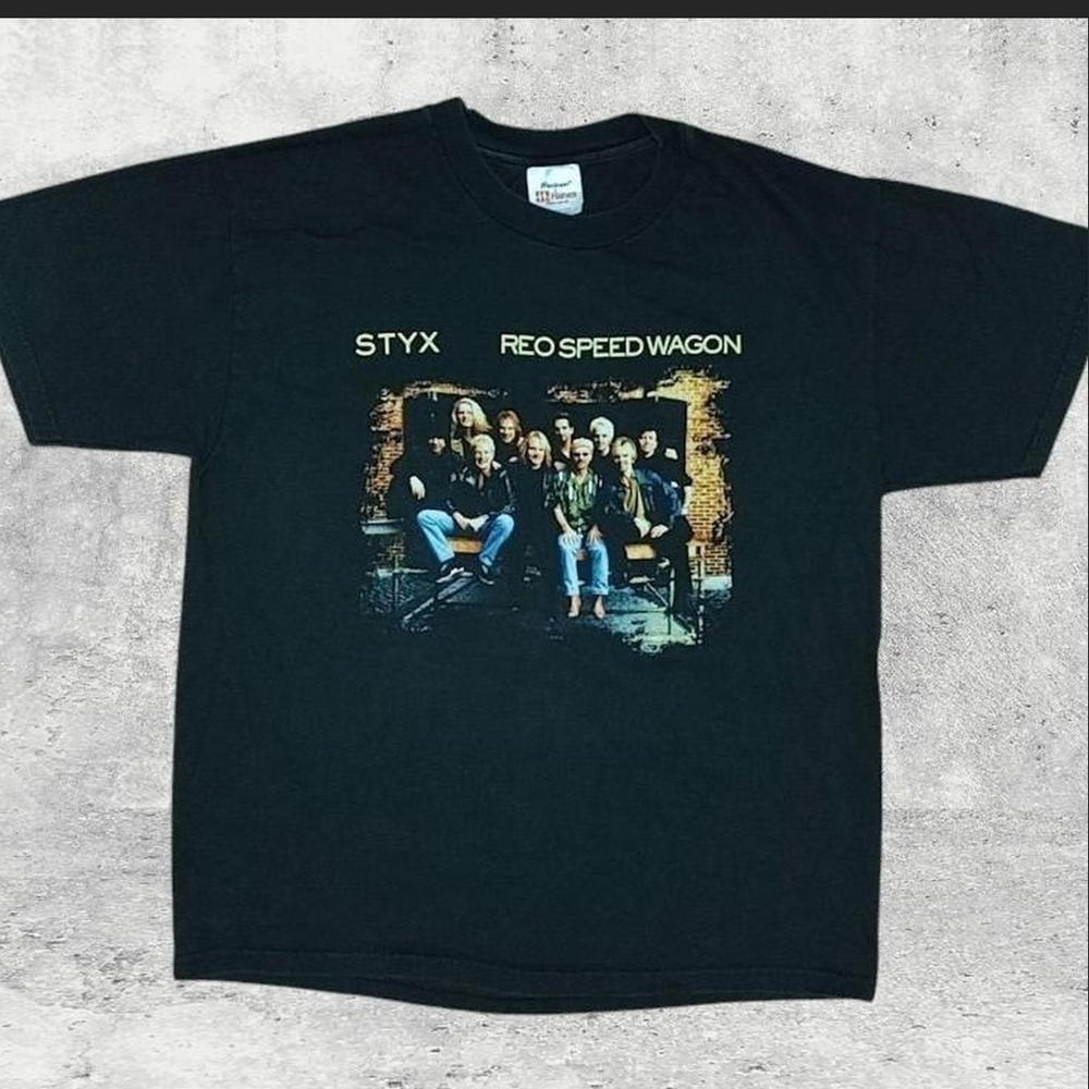 Vintage 2000 Styx REO Speedwagon Arch Allies Tour T-Shirt Stedman Large Y2K